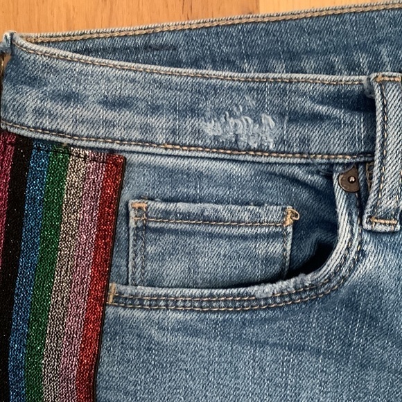 Blanknyc The Bond Glitter-Striped Mid-Rise Skinny Jeans in Retrograde Women’s 28 - Picture 10 of 16